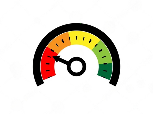 Performance anxiety gauge illustration representing male sexual confidence and erectile dysfunction